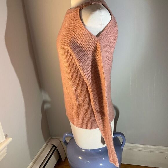 Design History Metallic Single Cold Shoulder Ribbed Sweater, Medium. Pink. - Picture 4 of 10